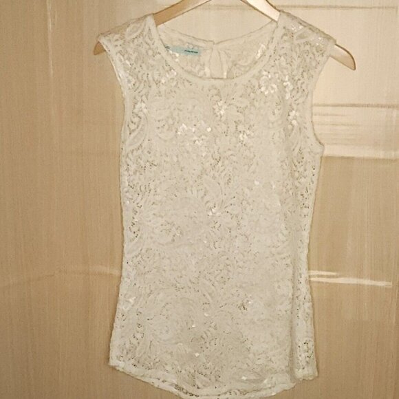 Maurices Cream Lace Stretchy Tunic Top Small - Picture 1 of 6